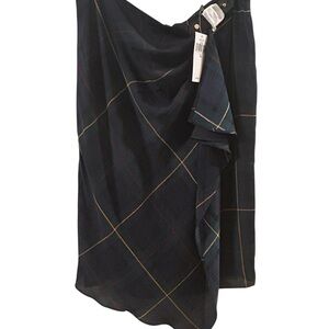 Ralph Lauren Asymmetrical Plaid Skirt in Navy Blue, Gold, Hunter Green, Red